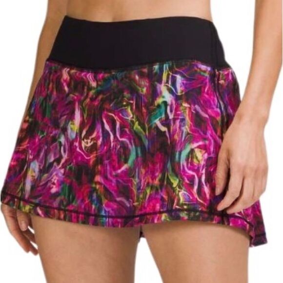 Lululemon Pace Rival Mid Rise Skirt Hyper Flow Pink Multi / Black - Picture 2 of 16